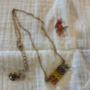 Betsey Johnson Pastel Gummy Bear Necklace and Earrings
